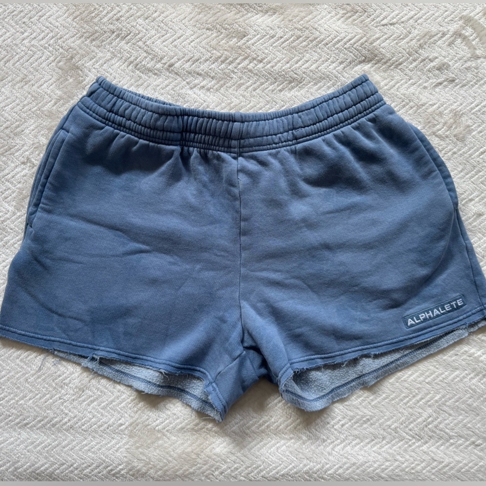 Alphalete Slate Blue Acid Wash Workout Shorts